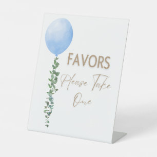Blue Balloon Watercolor Boy Baby Shower Pedestal Sign