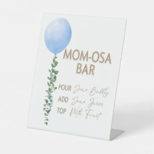 Blue Balloon Watercolor Boy Baby Shower Pedestal Sign