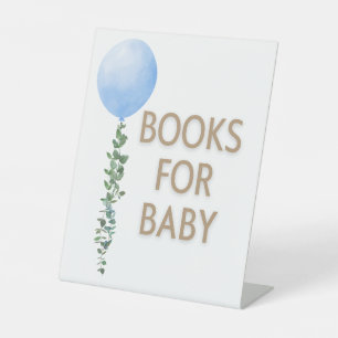 Blue Balloon Watercolor Boy Baby Shower Pedestal Sign