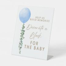 Blue Balloon Watercolor Boy Baby Shower Pedestal