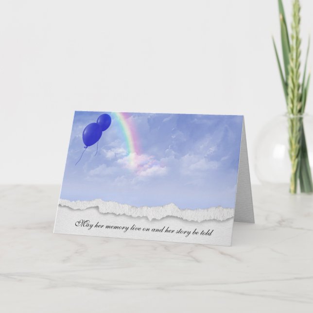 blue balloons and rainbow sympathy card (Front)