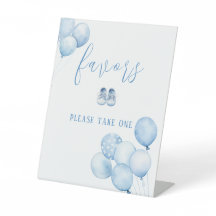 Blue Balloons Baby Shower Favours Pedestal Sign