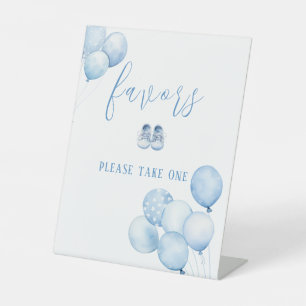 Blue Balloons Baby Shower Favours Pedestal Sign