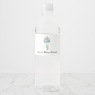 Blue Balloons Baby Shower Water Bottle Label