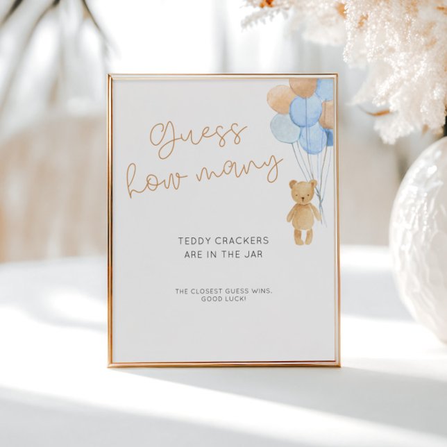 Blue Balloons Bear Guess How Many Poster (Creator Uploaded)