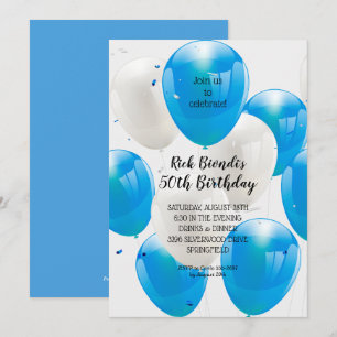 Blue Balloons Birthday Party Invitations