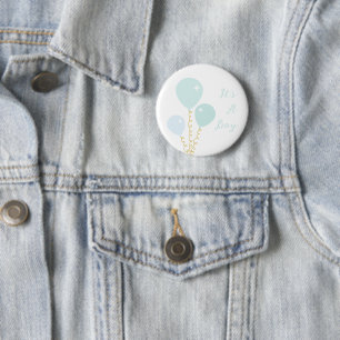 Blue Balloons Boy Baby Shower 6 Cm Round Badge