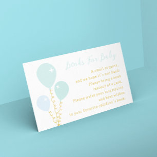 Blue Balloons Boy Baby Shower Books For Baby Enclosure Card