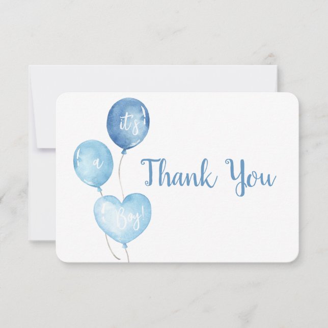 Blue balloons Boy Thank you card (Front)