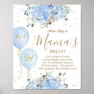 Blue Balloons Floral Boy How Big Mama's Belly Game Poster