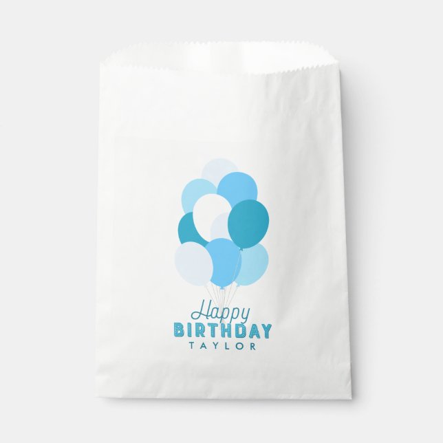 Blue Balloons Happy Birthday Favour Bags (Front)