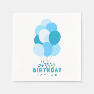 Blue Balloons Happy Birthday Napkin