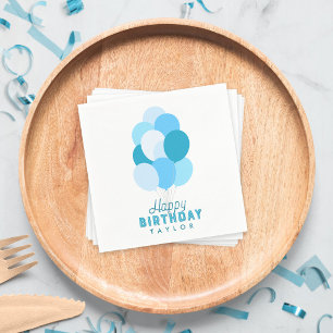 Blue Balloons Happy Birthday Napkin