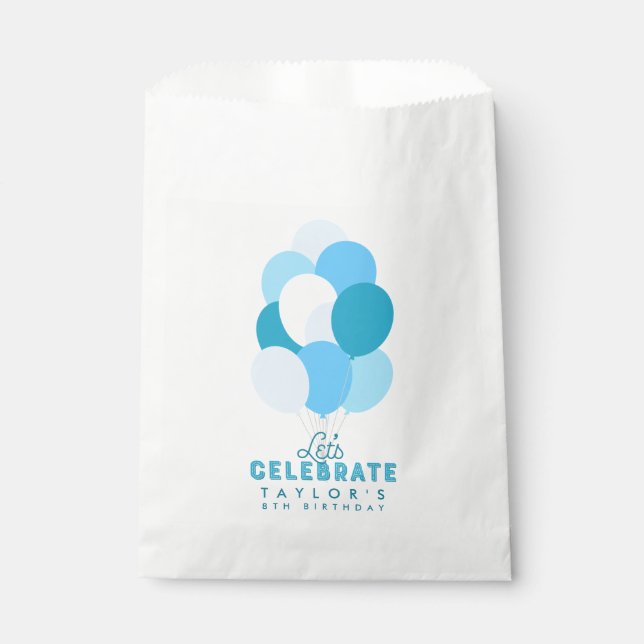 Blue Balloons Let's Celebrate Any Age Birthday Favour Bags (Front)