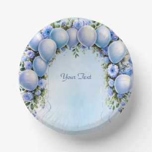 Blue Balloons Paper Bowl Plate