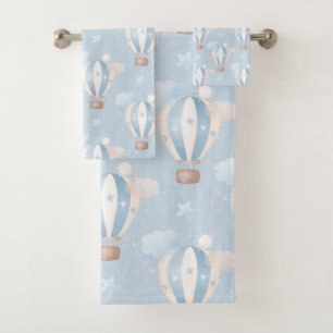 Blue Balloons Pattern Bath Towel Set