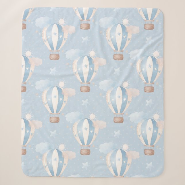 Blue Balloons Pattern Sherpa Blanket (Front)