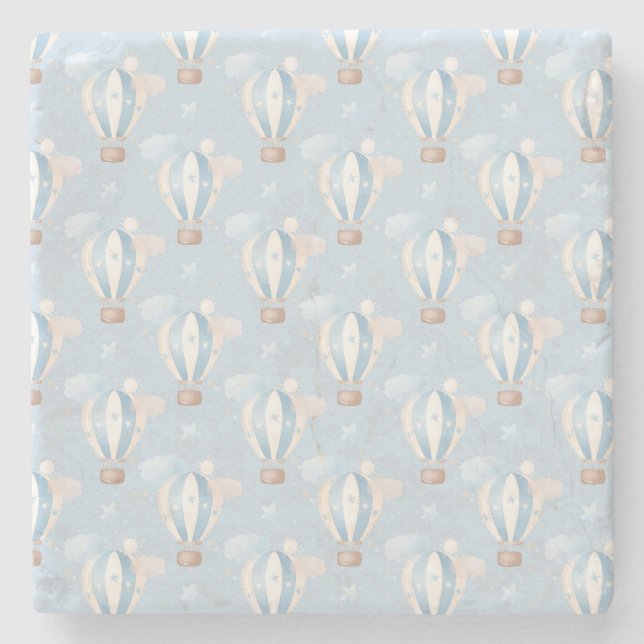 Blue Balloons Pattern Stone Coaster (Front)