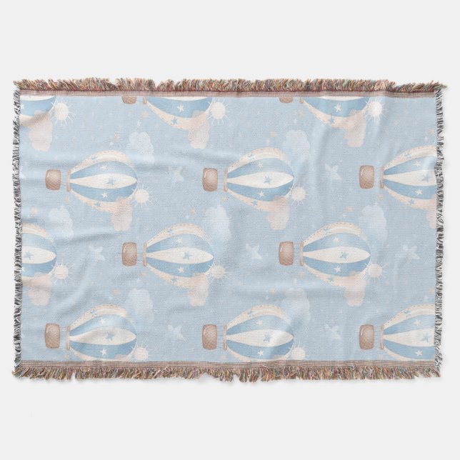 Blue Balloons Pattern Throw Blanket (Front)