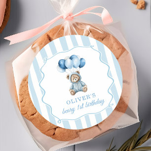 Blue Balloons Teddy Bear Birthday Sticker