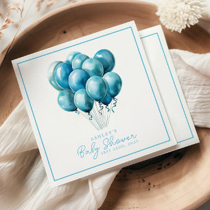 Blue Balloons Watercolor Boy Baby Shower  Napkin