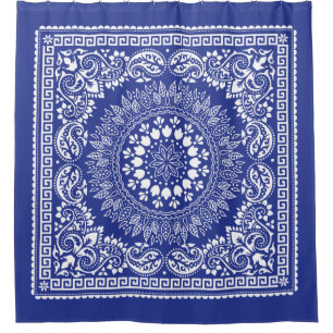 Blue Bandanna Pattern-4 Shower Curtain