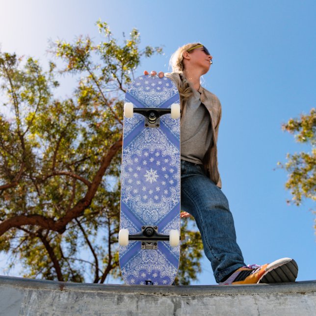 Blue Bandanna Pattern Dd Brand  Skateboard (Outdoor 1)