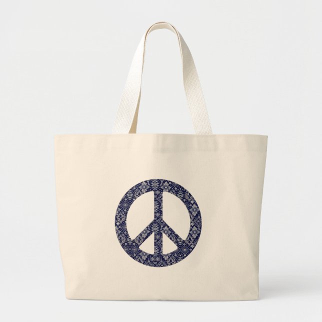 Blue Bandanna Peace Sign Bag (Front)