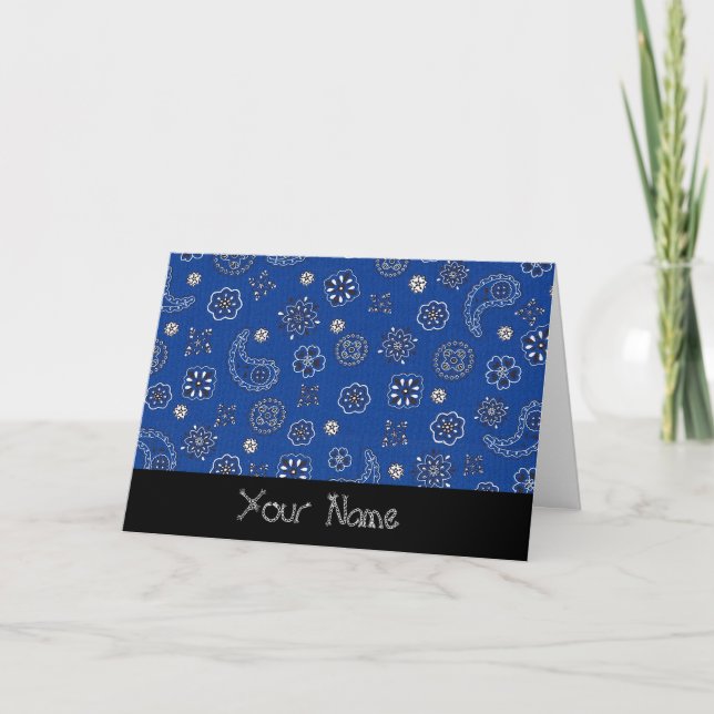 Blue Bandanna Personalised Greeting Card (Front)