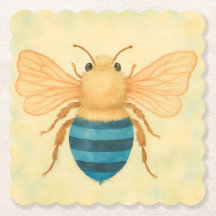 Blue banded bee plastic drink coaster