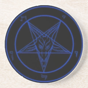 Blue Baphomet Drink Coaster or Ritual Alter Piece
