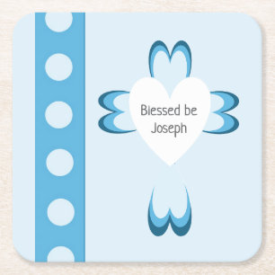 Blue Baptism Party Napkins for Boys Square Paper Coaster