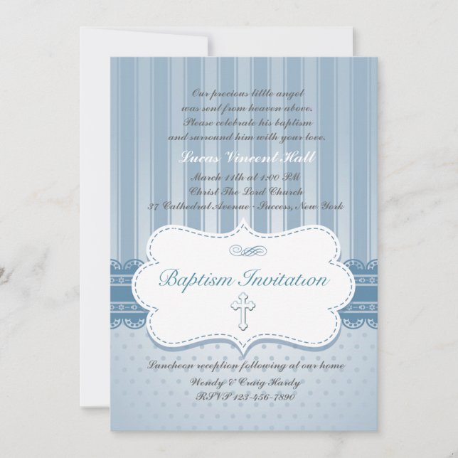 Blue Baptism Religious Invitation (Front)