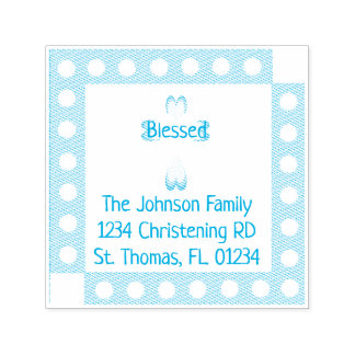 Blue Baptism Self-Inking Return Address Stamp