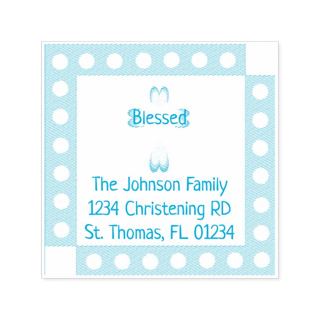 Blue Baptism Self-Inking Return Address Stamp (Design)