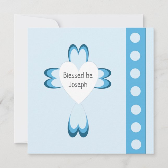 Blue Baptism Thank You Card for Boys (Front)