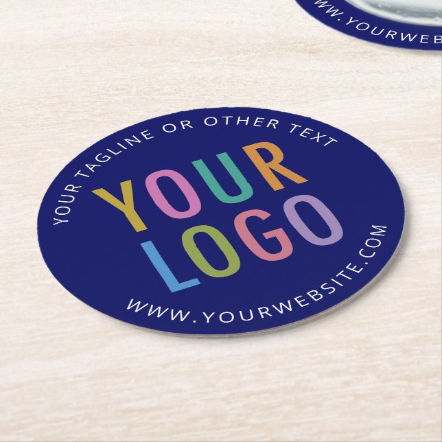 Blue Bar Coasters Custom Logo Bulk 50 pt Pulpboard (Angled)