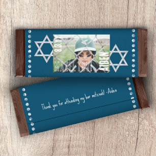 Blue Bar Mitzvah Budget Candy Bar Wrapper w/Stars
