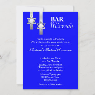 Blue bar mitzvah celebrations invitation