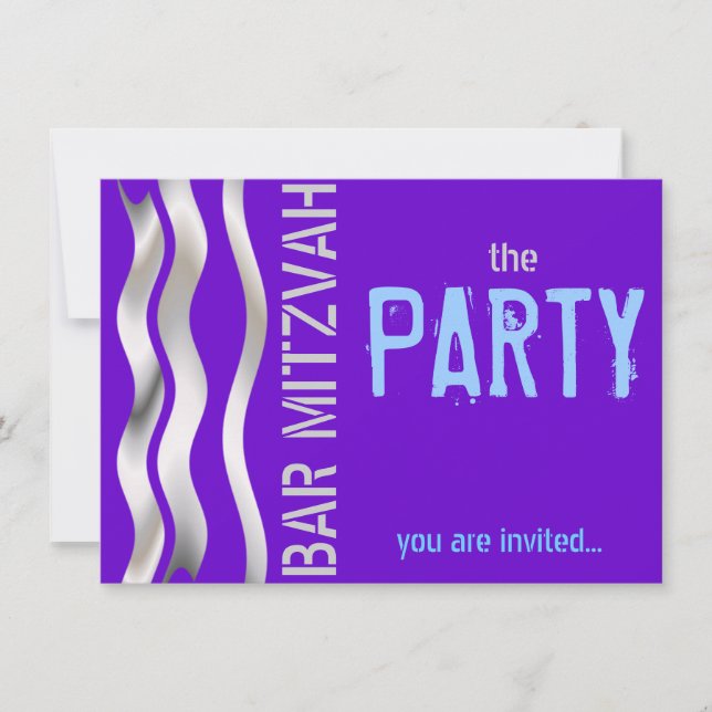 Blue Bar Mitzvah party Invitation (Front)