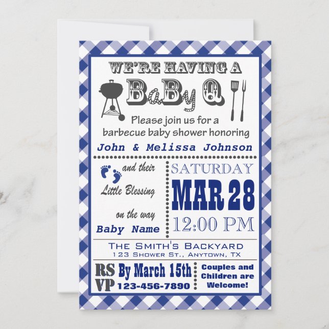 Blue Barbecue BaByQ Baby Shower Invitation (Front)