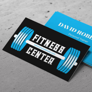 Blue Barbells Personal Trainer Black Fitness Business Card