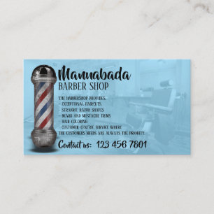 Blue Barber Shop Haircut Shave Service Business Card
