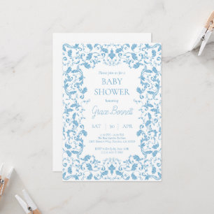 Blue Baroque Baby Shower Invitation