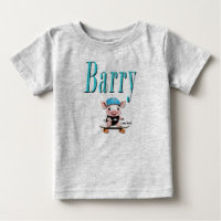 Blue Barry Name And Piggy Skateboarding,