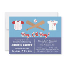 Blue Baseball baby boy shower party invitation