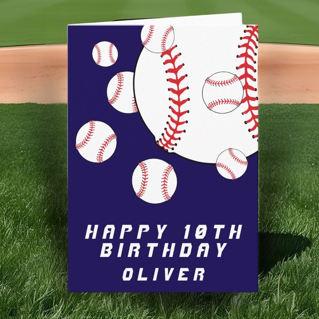 Blue Baseball Balls Kids Boy Happy Birthday Card (Creator Uploaded)