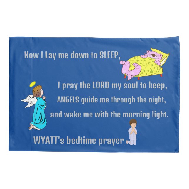 Blue Baseball Bedtime Prayer Personalised Pillowcase (Back)