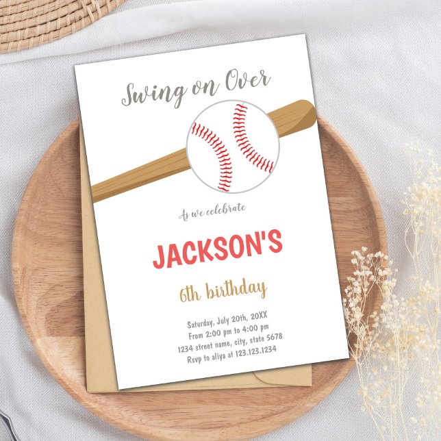 Blue Baseball Birthday Invitation (Baseball Birthday Invitations)
