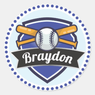 Blue Baseball Birthday Party Gift Seal Sticker